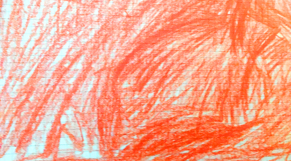 Rotes Gedankengekritzel